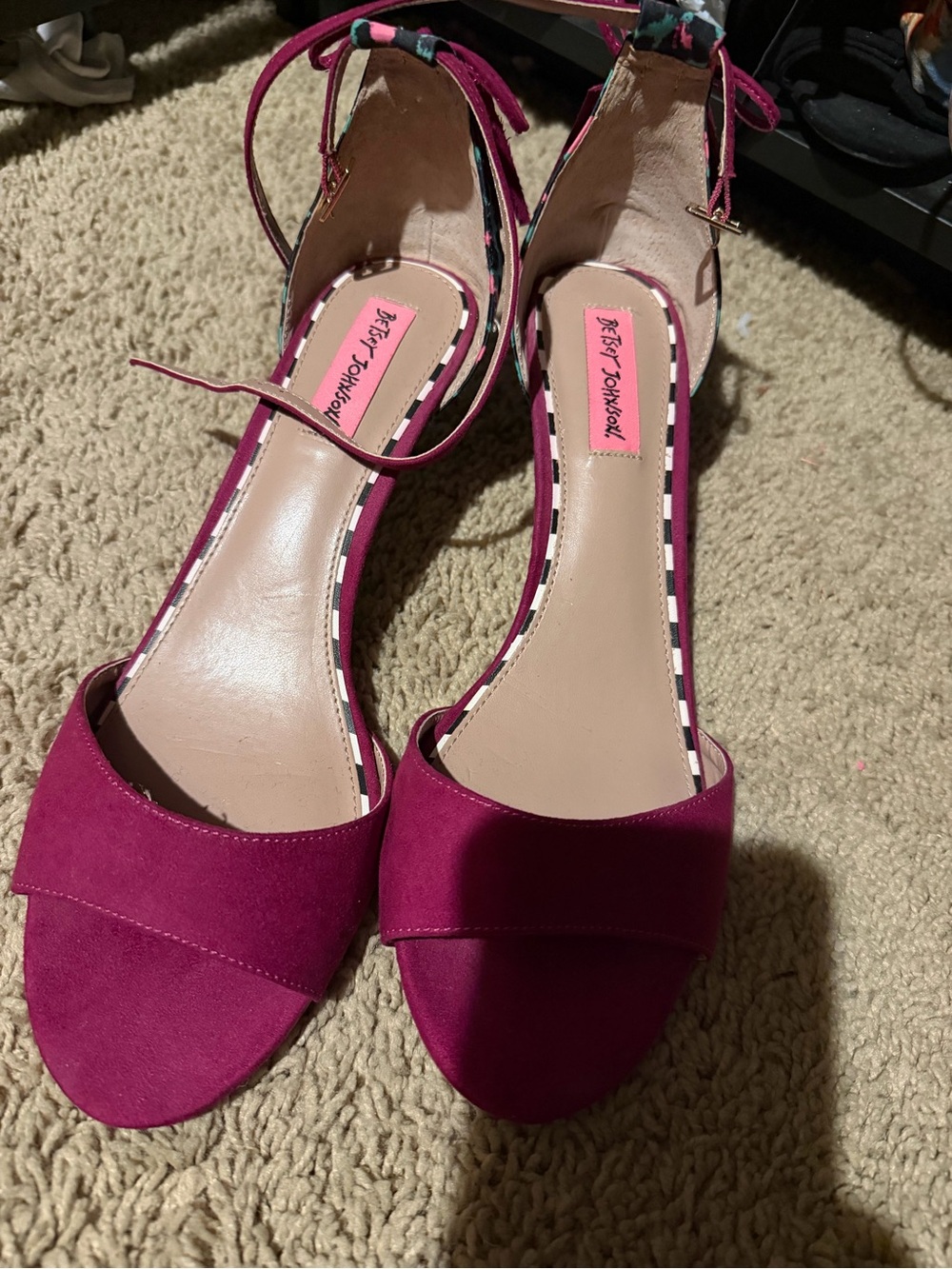 Betsey Johnson Pink/Fuchsia Open-Toe Ankle Strap Heels